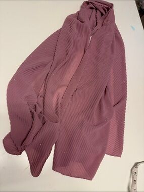 NWT Pleated Mauve onion pink Scarf chiffon - Lightweight Textured Wrap